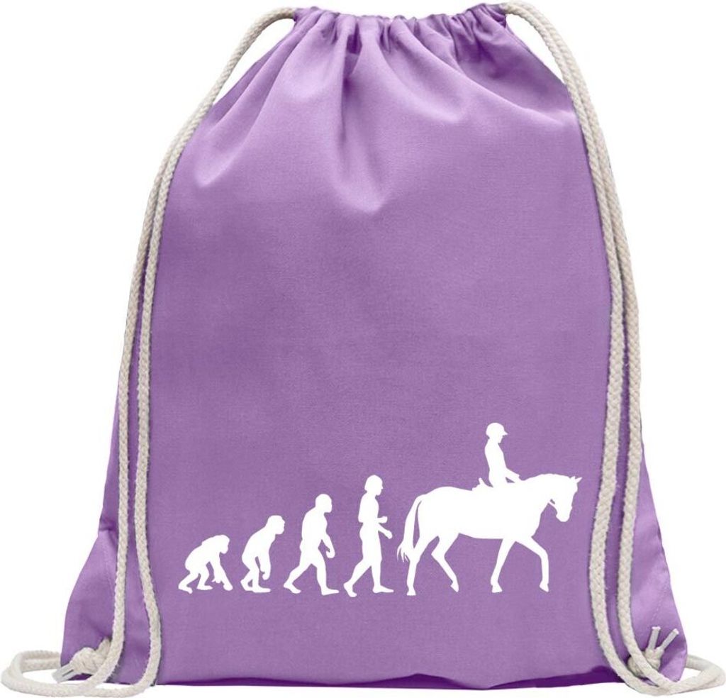 Kiwistar - Turnbeutel - lavendel - Evolution Pferdesport - Fun Rucksack Sport Beutel Gymsack Baumwolle mit Ziehgurt