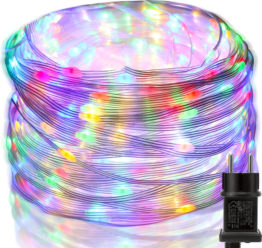 Luci di Natale Esterno 50M LED Multicolore Corda PVC per Feste