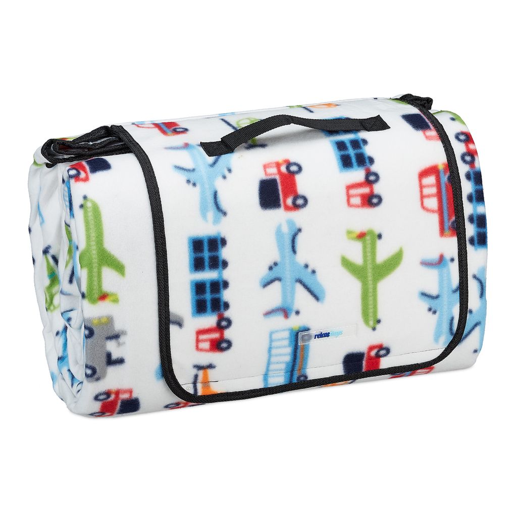 relaxdays XXL Picknickdecke bunte Fahrzeuge