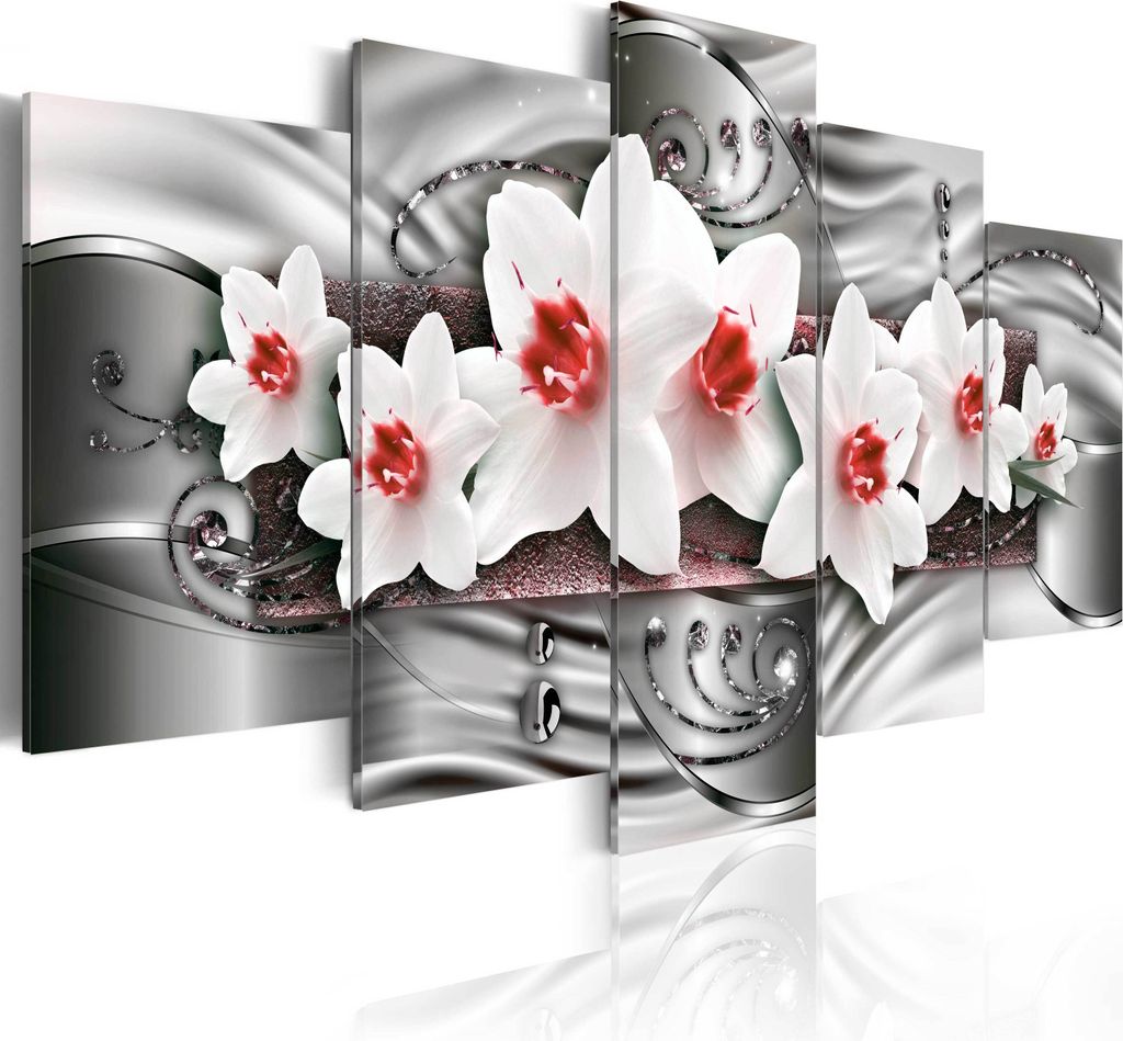 Modernes Wandbild b-A-0189-b-o (150x75) - 5 Teilig Bilder Fotografie auf Vlies Leinwand Foto Bild Dekoration Wand Bilder Kunstdruck ABSTRAKT BLUMEN...