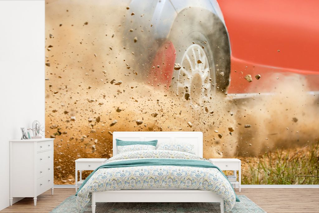 MuchoWow Fototapete für Wohnzimmer oder Schlafzimmer Wandtapete Vinyl Motivtapete Auto - Rennen - Rad - 600x400 cm - Vinyltapeten