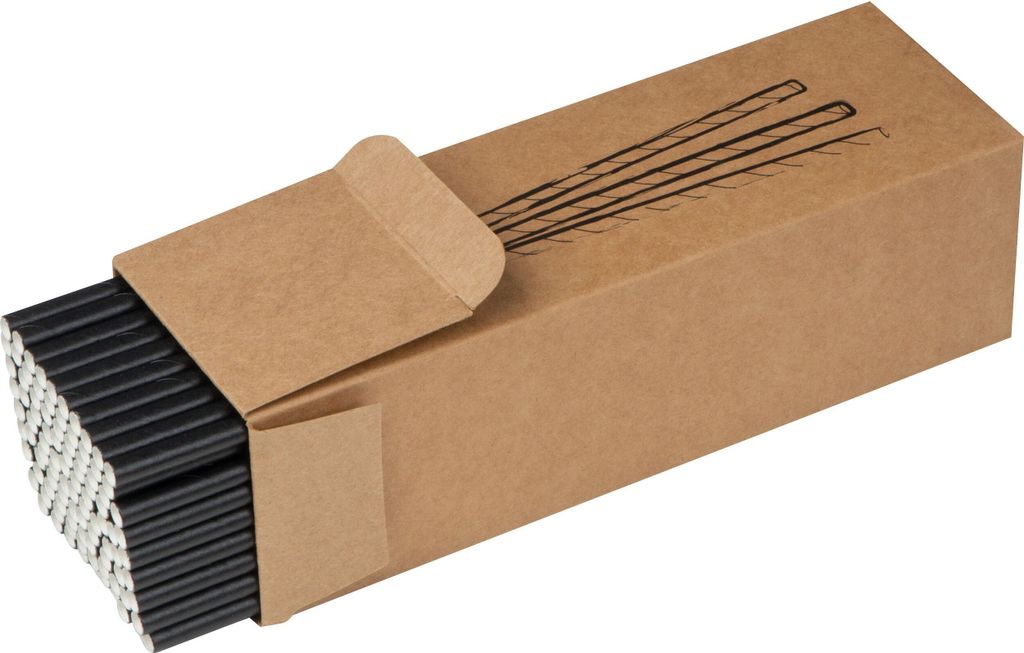 100 Trinkhalme / Strohhalme aus Pappe / Farbe: schwarz