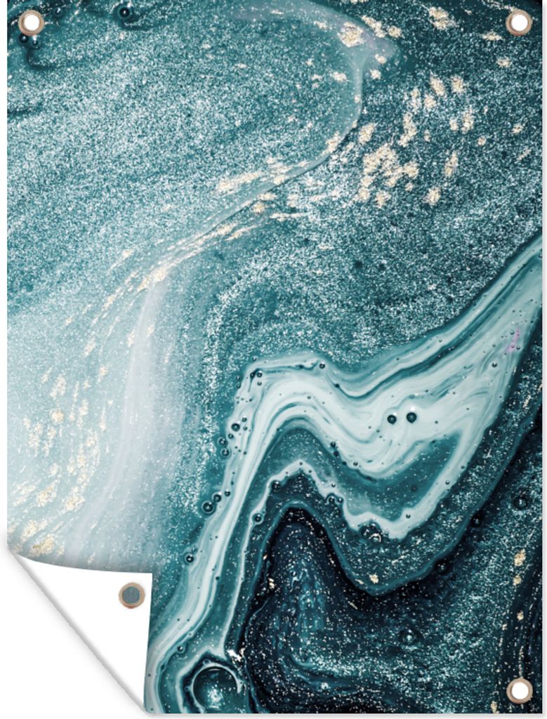 MuchoWow 90x120 cm Outdoor-Poster Gartendeko Sichtschutz Garten Poster für den Garten Edelsteine - Blau - Natur - Marmor - Abstrakt