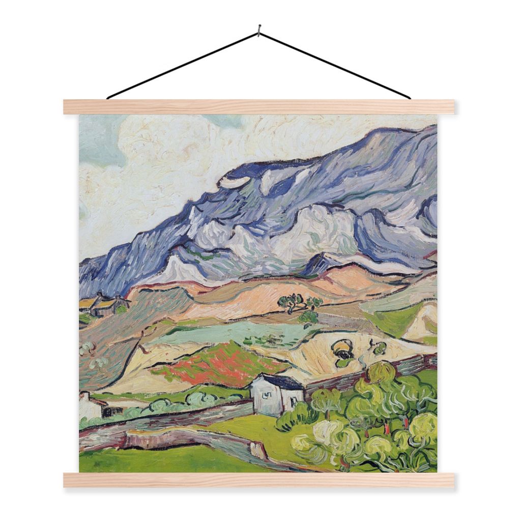 MuchoWow Textilposter Die Alpen - Vincent van Gogh 40x40 cm mit holzfarbenen Rahmen - Posterleiste