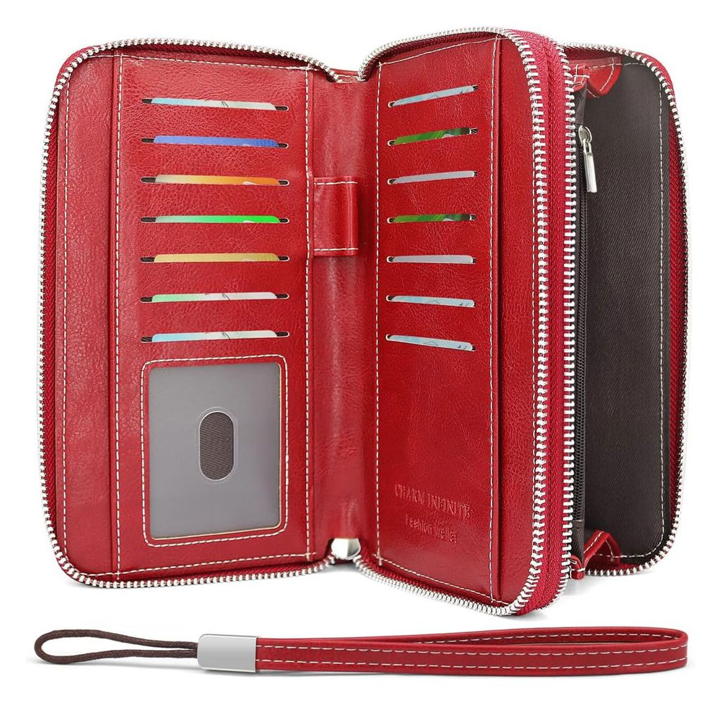 OKWISH Damen Geldbörse , Geldbeutel Klein und im Kurzformat Portemonnaie Damen Kunstleder Portemonnaie Kleine Brieftasche Geldbörse Für Frauen Rot