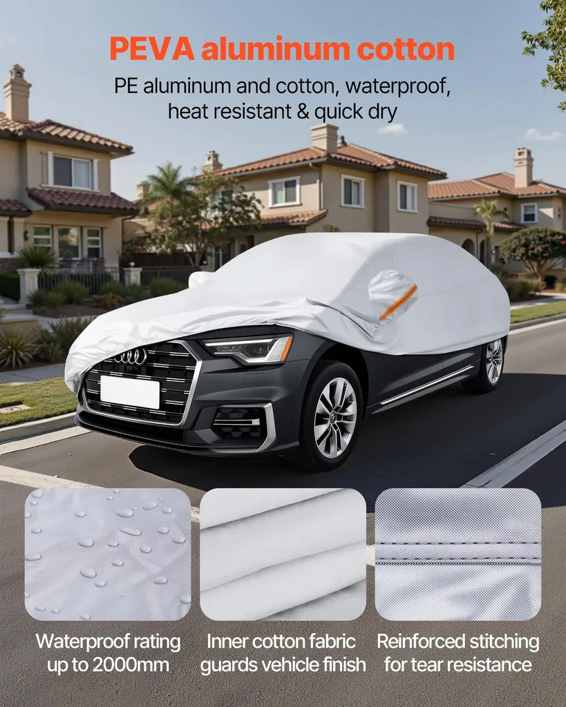 Housse de protection voiture intégrale argentée pour grande berline Luxe - 3