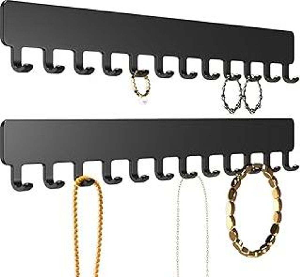 Josmimic Wand Ketten Aufbewahrung Schmuckaufbewahrung: Kettenhalter Kettenaufhänger Ketten Aufbewahrung Hängend Schmuckhalter Wand Schwarz 2 PCS