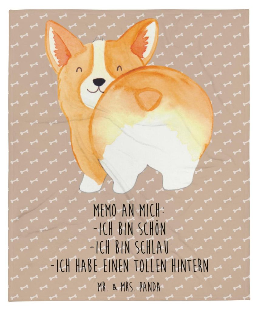 Mr. & Mrs. Panda Bettüberwurf Corgi Po - Hundeglück - Geschenk, Hund, Positiv, Bettdecke, Achtsamkeit, Kuscheldecke, Spruch, Tagesdecke, Decke, P...