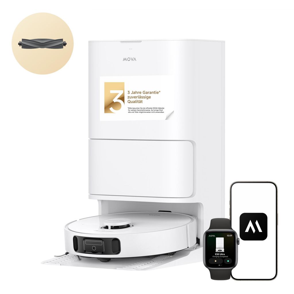 MOVA E30 Ultra Roboter-Staubsauger und Wischmopp, 7000 Pa, Auto-Entleerung + extra Hauptbürste