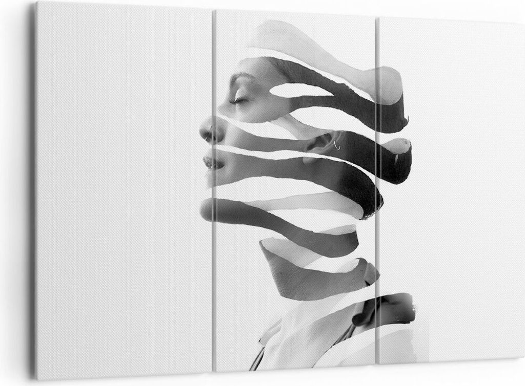 Bild auf Leinwand - Leinwandbild - 3 Teile - Frau Surrealismus Monochrom - 165x110cm - Wand Bild - Wanddeko - Wandbilder - Leinwanddruck - Bilder -...
