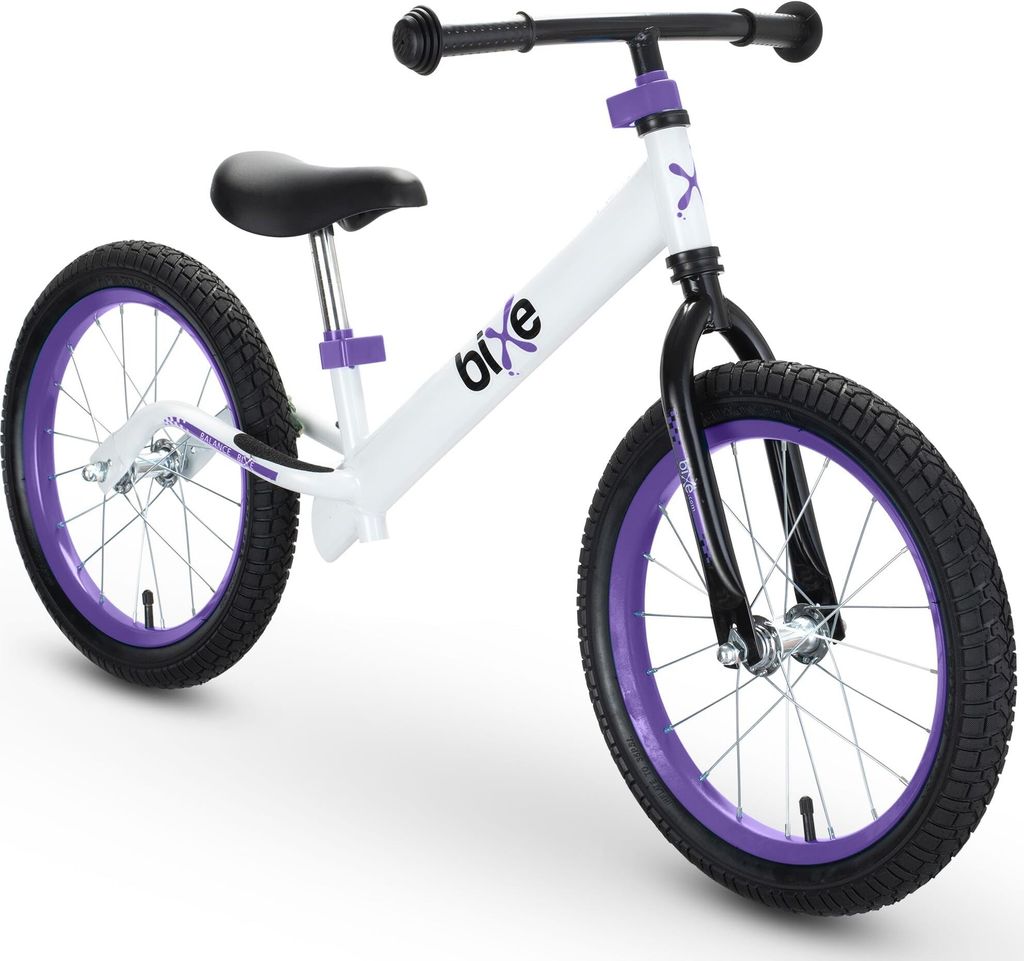 Bixe 16 Zoll Laufrad ab 5 Jahre lila - Balance Bike für große Kinder im Alter von 5 bis 9 Jahren - Fahrrad ohne Pedale mit Luftreifen - für Jung...