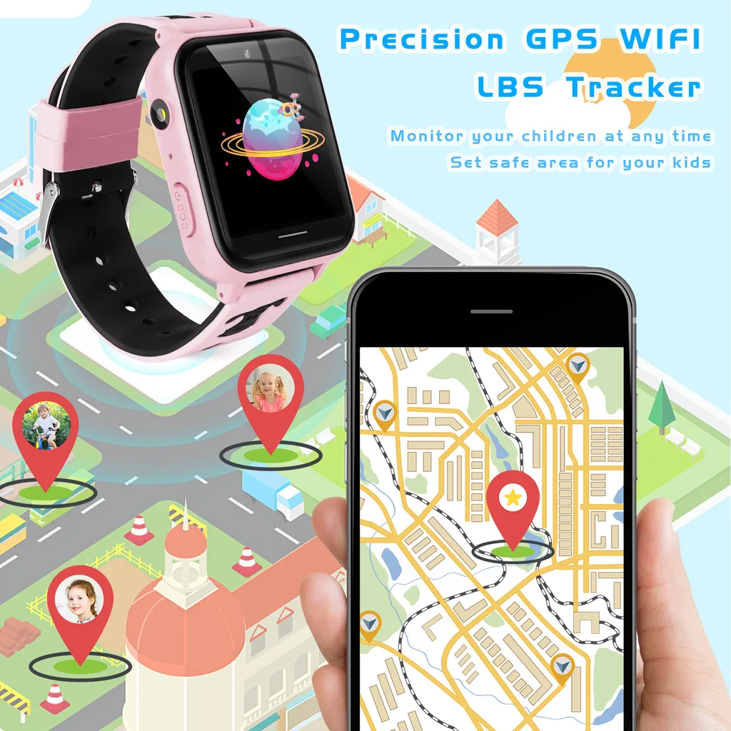 Montre Enfant Rose Interactive : Communication SOS et Divertissement