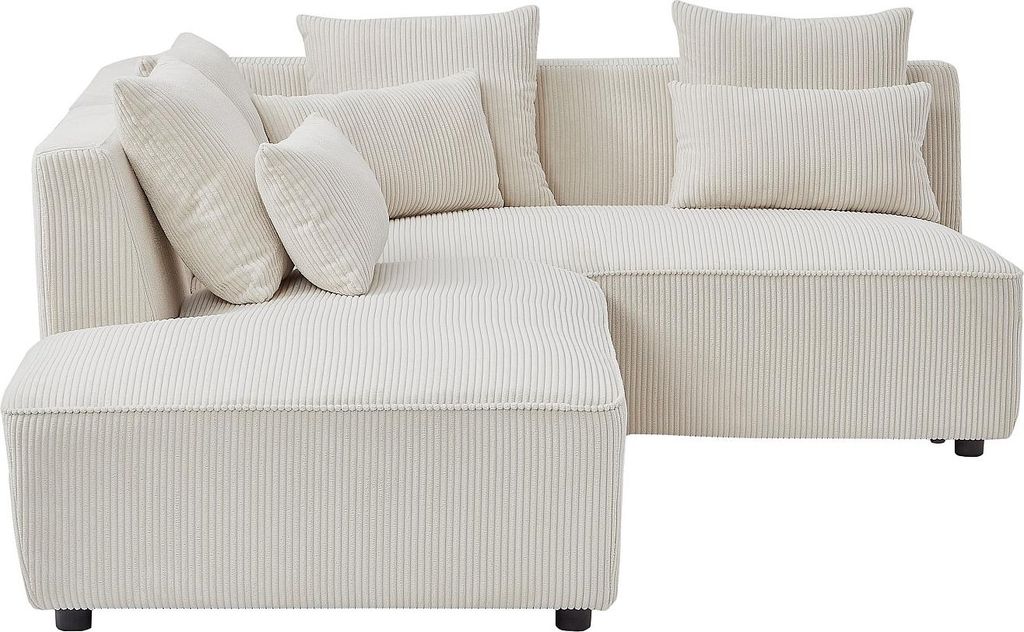 Ecksofa linke Seite beige Cord MECODI