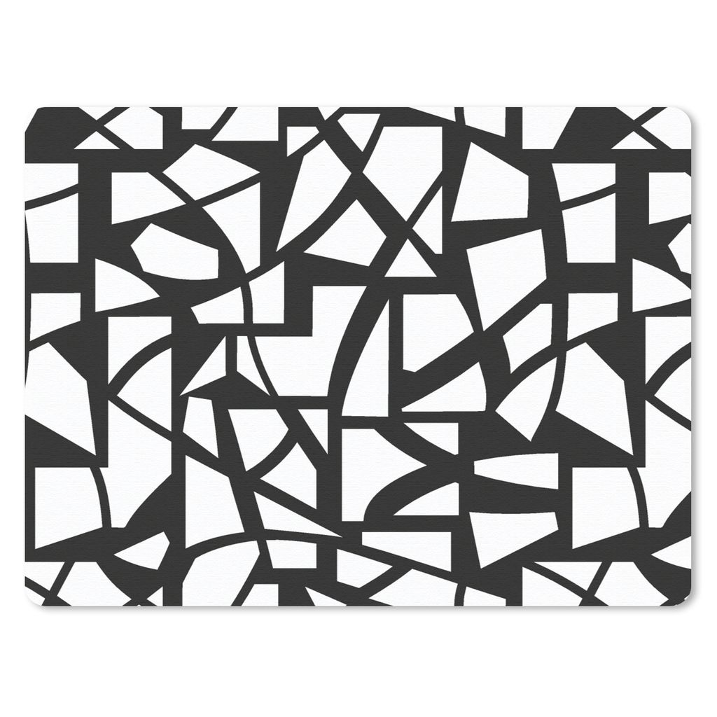 MuchoWow Mauspad Mousepad Muster - Geometrisch - Weiß - Schwarz 40x30 cm - Mousepads - Maus Mat - Pad - Mausunterlage - Anti Rutsch