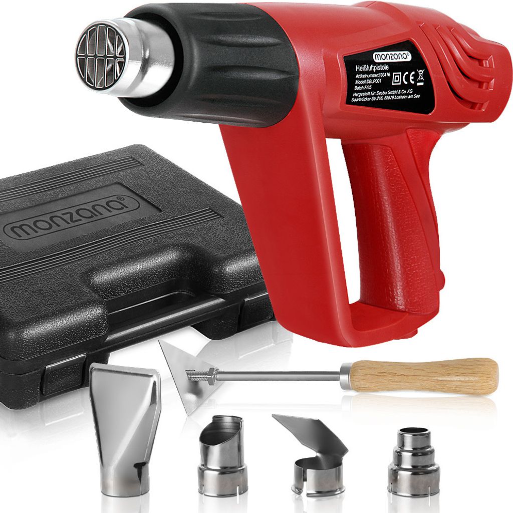 MONZANA® Heißluftpistole 2000 W mit Koffer mit 4 Düsen Produktbild 