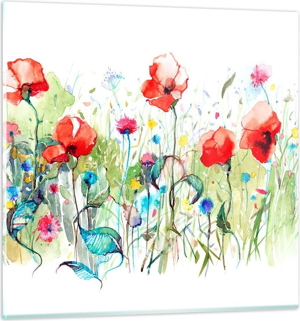 Bilder auf glas - Blumen Wiese Blatt Natur - 60x60cm - Glasbilder - Wandbilder - Kunstdruck - zum Aufhängen bereit - Wanddekoration aus Glas - Gla...