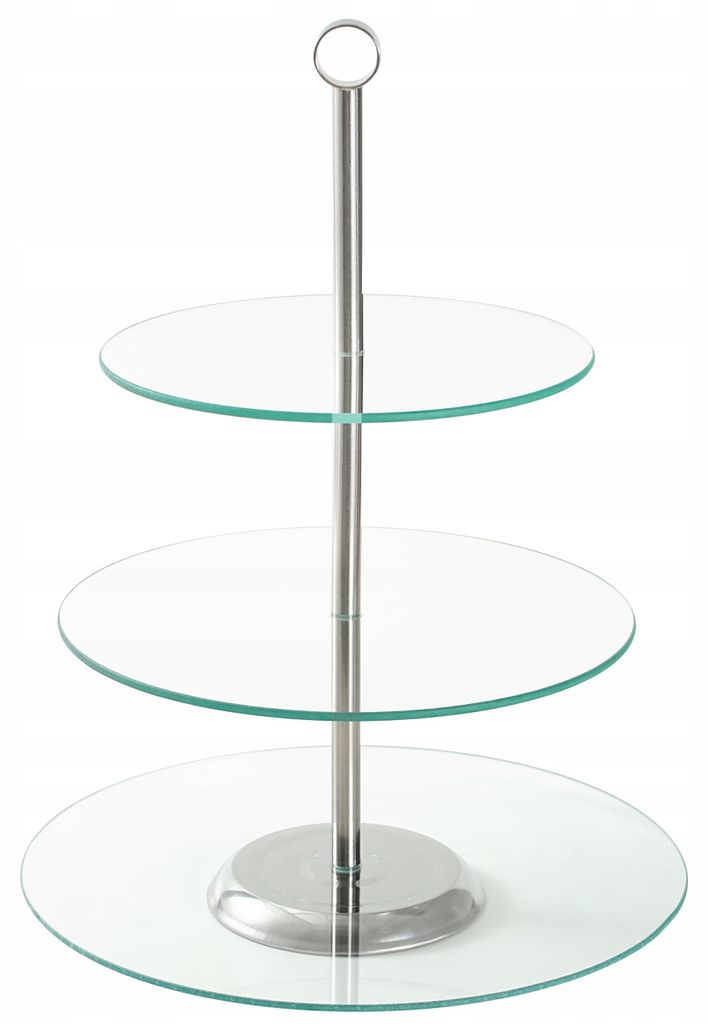 3-stöckige Glas-Etagere für Gebäck, Torten und Obst, Produktbild 