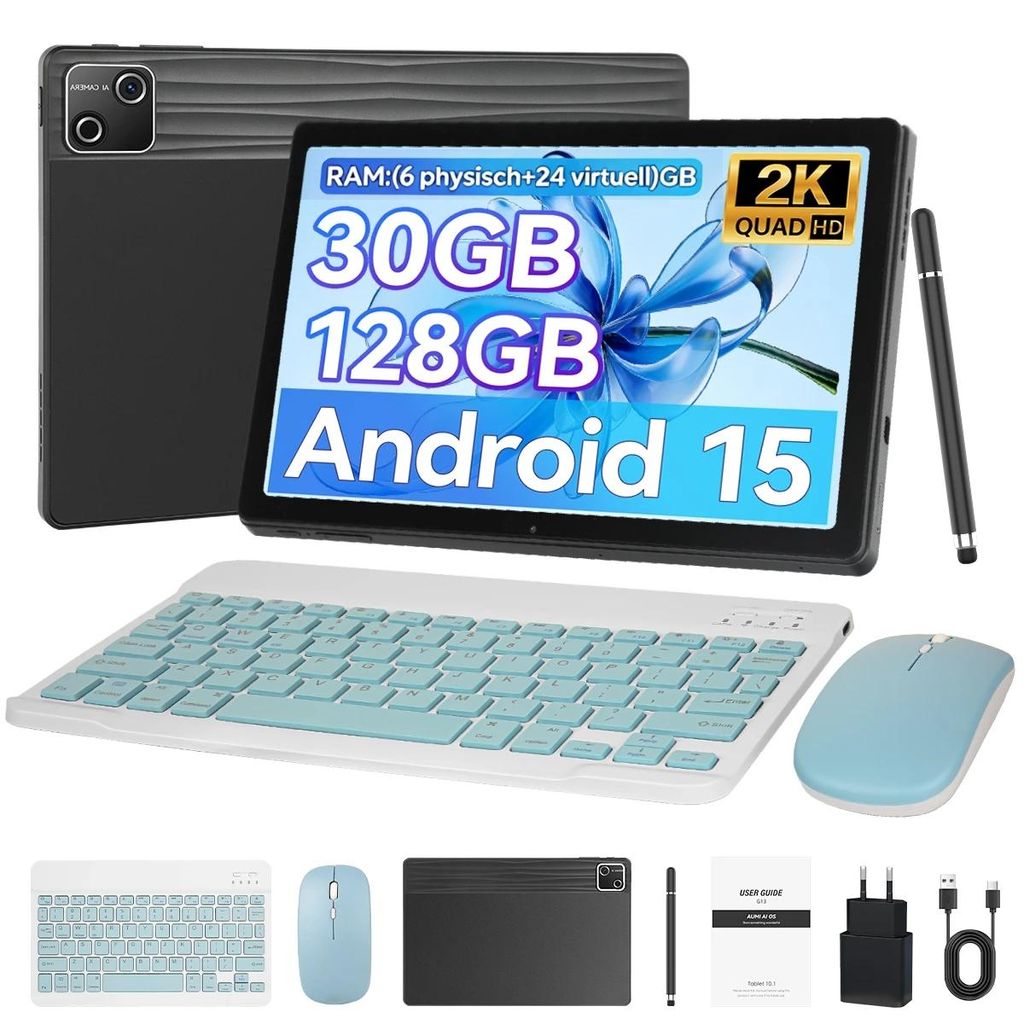 Tableta JENBIZZ de 10 pulgadas, 30 GB de RAM (6 GB física + Imagen del producto 