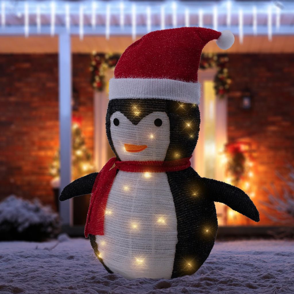 Koopman Pinguin, Gartenfigur mit 30 warmweißen LEDs, 68cm, Warmweiß, AZX100010
