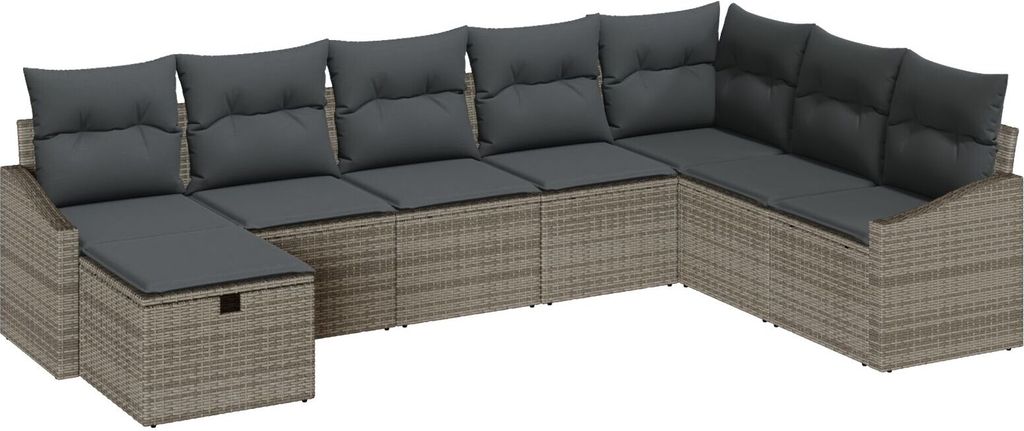 Möbel 8-teiliges Garten Sofa Set mit Kissen Grau Poly Rattan - Gartensofas 3360660