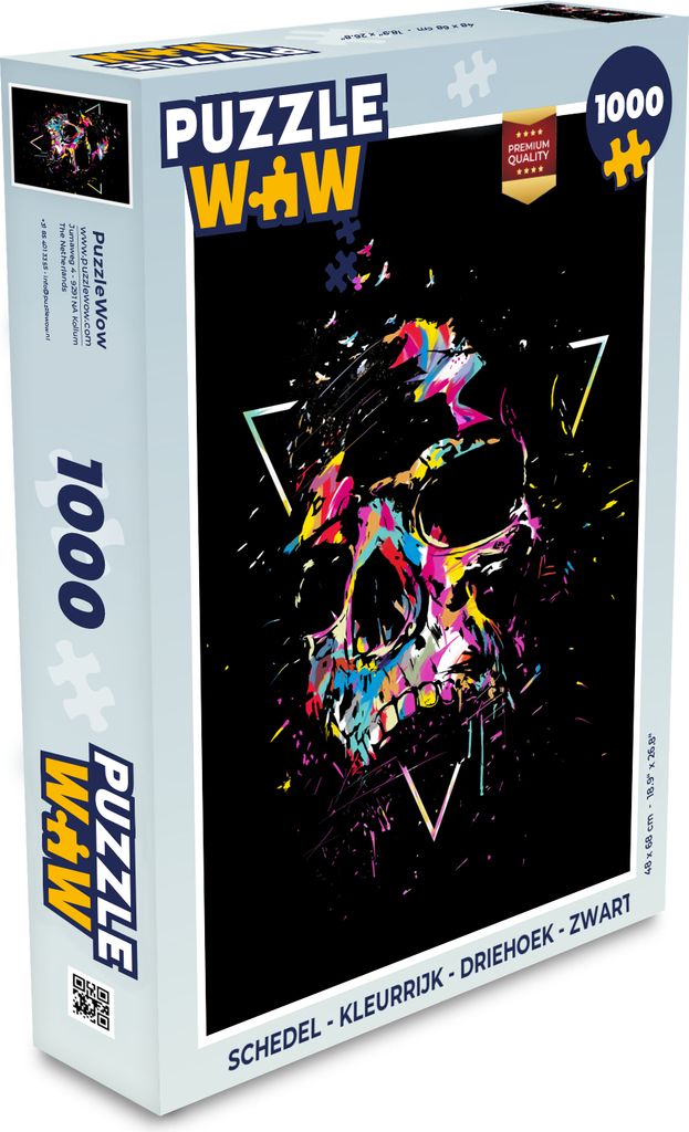 MuchoWow Puzzle 1000 Teile Totenkopf - Bunt - Dreieck - Schwarz - Totenkopf - Spielzeug - Alt und Jung - Spiele - Puzzeln