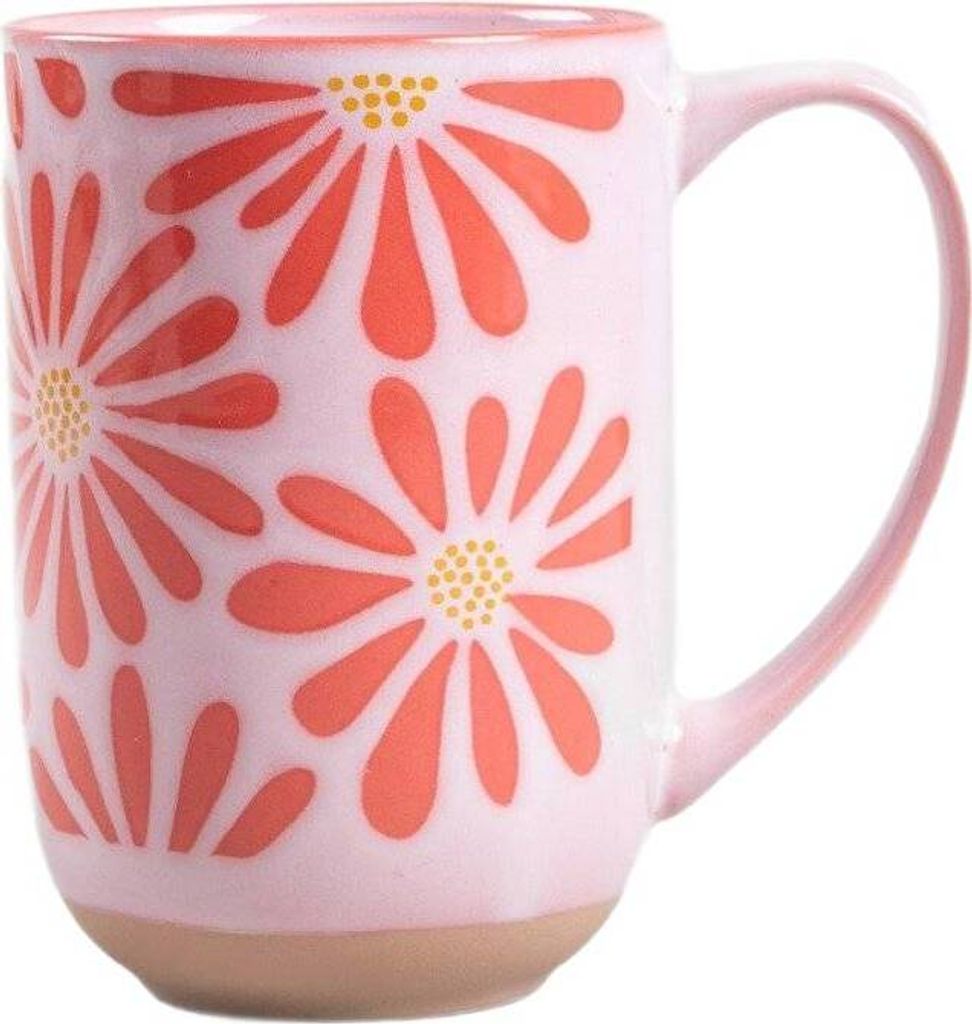HOMLA FABIA großer Becher mit rosa Blumen 0,5 l