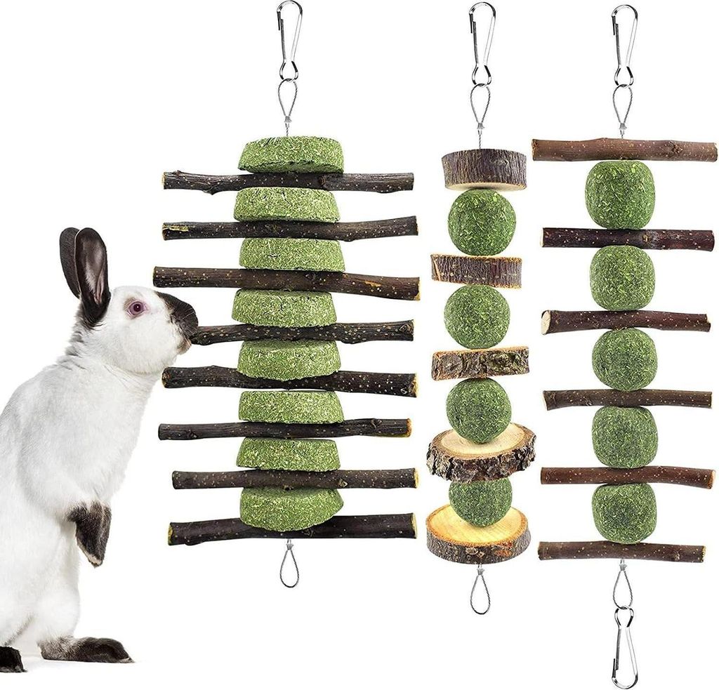 Kaninchen Kauspielzeug 11 Stück Hamster Spielzeug Apfelholz Produktbild 