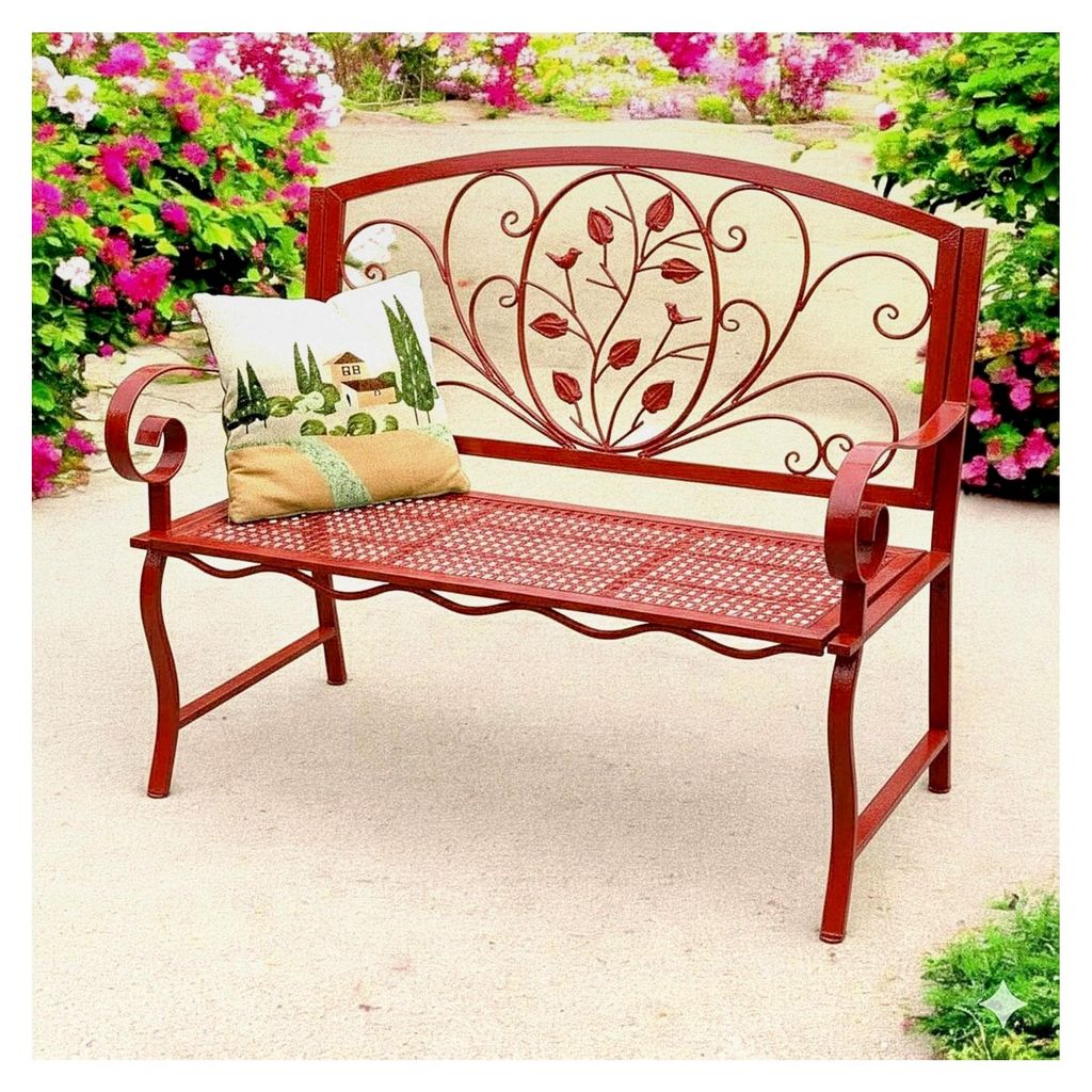 Wetterfeste Gartenbank Rosso 2-Sitzer Metall Rot 110 cm