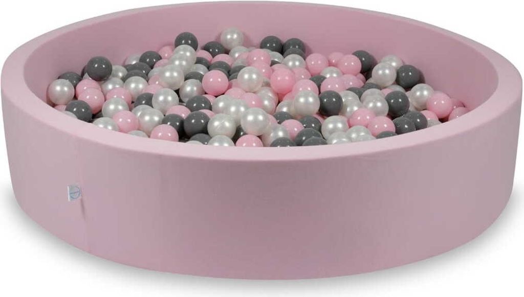Bällebad 130x30cm rosa – Mit 600 Bällen / Perlmutt, Grau, Babyrosa