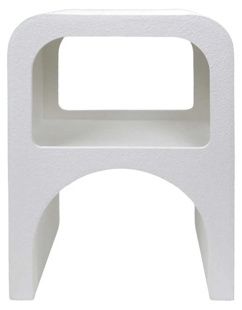 Meuble de chevet blanc pour lampe de lecture et livres hauteur 55,5 cm