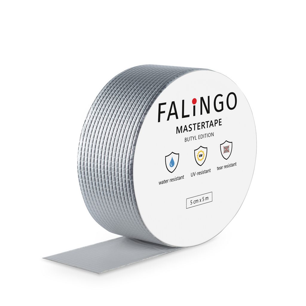 FALINGO Dichtungsband Wasserdichtes Klebeband, Butyl Klebeband für Dach, Wand, Fenster, Rohr (5 cm x 5 m)