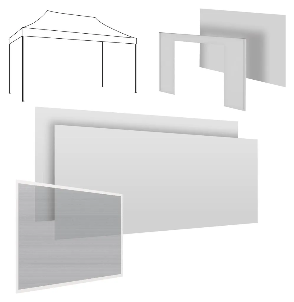 Stop insectes et vent : Set rideaux 3x4m gazebo avec moustiquaire blanc