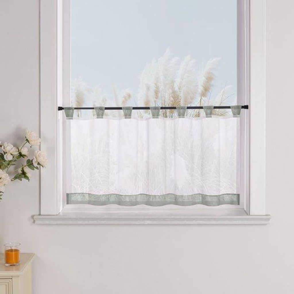 Graue Voile-Vitrage mit Lüsten für Küche oder Esszimmer