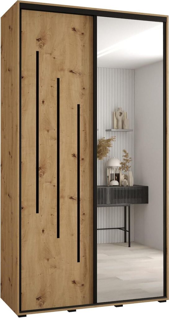 MEBLE KRYSPOL Cannes 9 Schrank mit 2 Schiebetüren - 205,2x140x60 cm - Artisan Artisan Schwarz