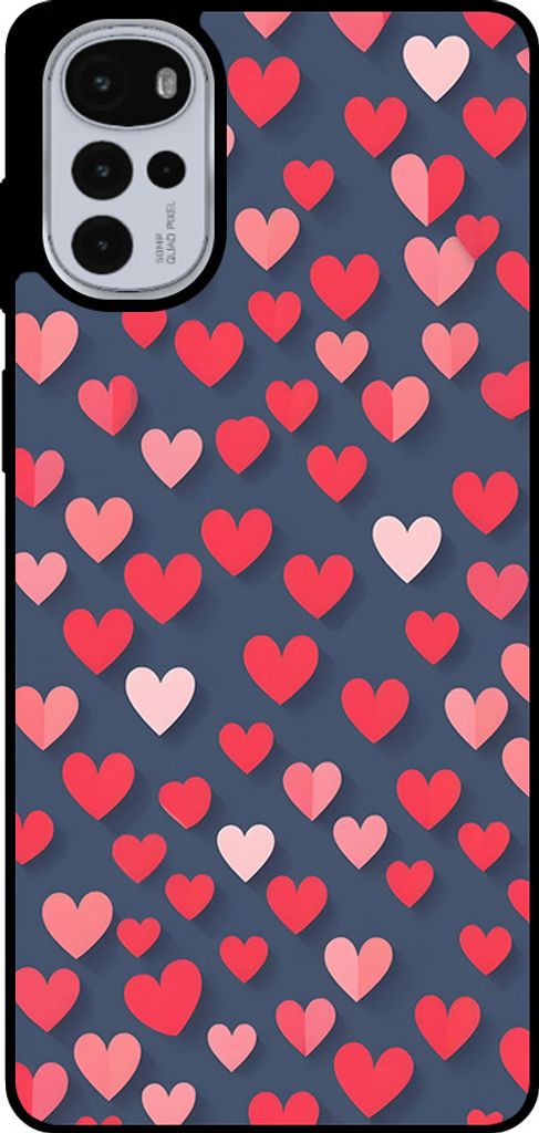 Smartphonica Telefon Fall passt Motorola Moto G22 mit rosa und roten Herzen drucken - TPU Backcover Fall mit rosa und roten Herzen Design