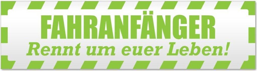 Kiwistar - Autoaufkleber - Lindgrün - 20 x 5,3 cm - Fahranfänger rennt Leben gestreift - Hinweis Aufkleber Sticker für Auto, Kfz, Fahrrad, PKW, LKW