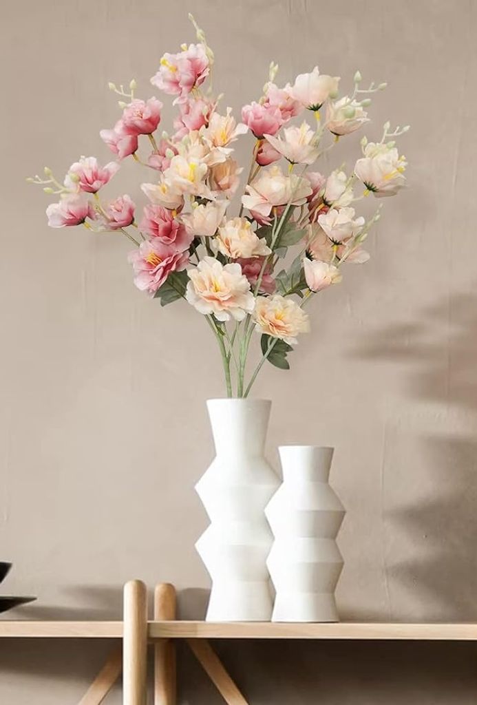 GKA 2 Stück Rosen Sträuße rosa 28 cm 14 Blüten Blumenstrauß Blumenarrangement Rose Strauß