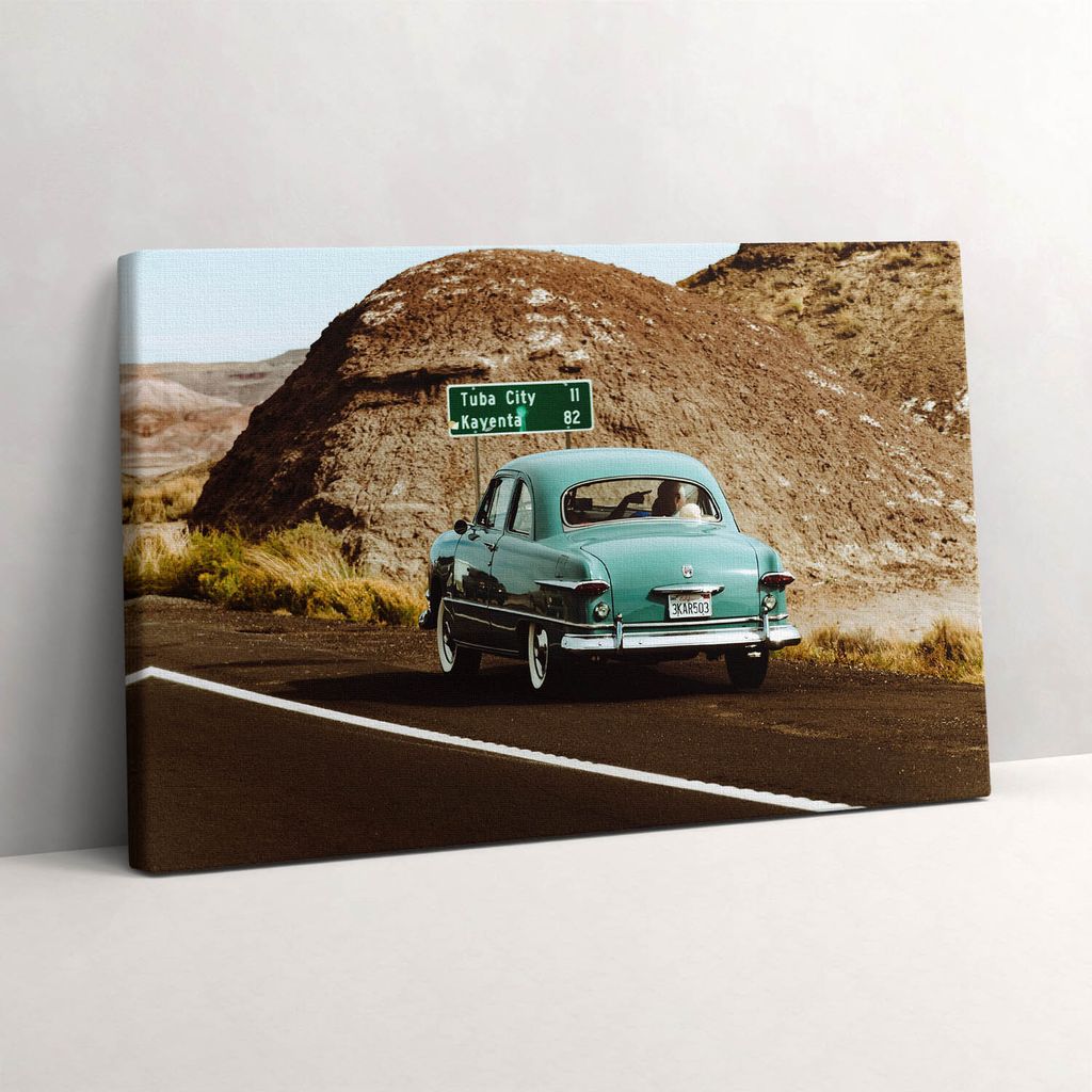 Türkisfarbener VW-Käfer – Leinwandbild Wandbild – 60x40 cm – Leinwandbilder – Wandbilder – Schlafzimmer – Flur