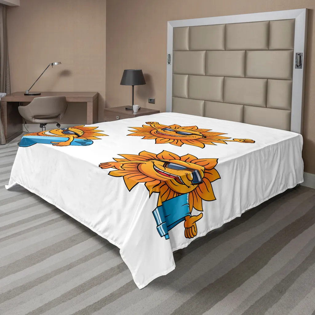 Drap plat facile d'entretien sans pli, motif surf orange pour grand lit