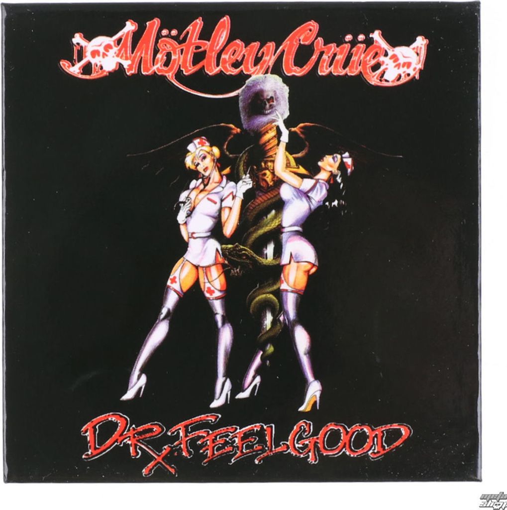 Motley Crue - Kühlschrank-Magnet "Dr Feelgood Nurses" RO9729 (Einheitsgröße) (Schwarz/Rot)