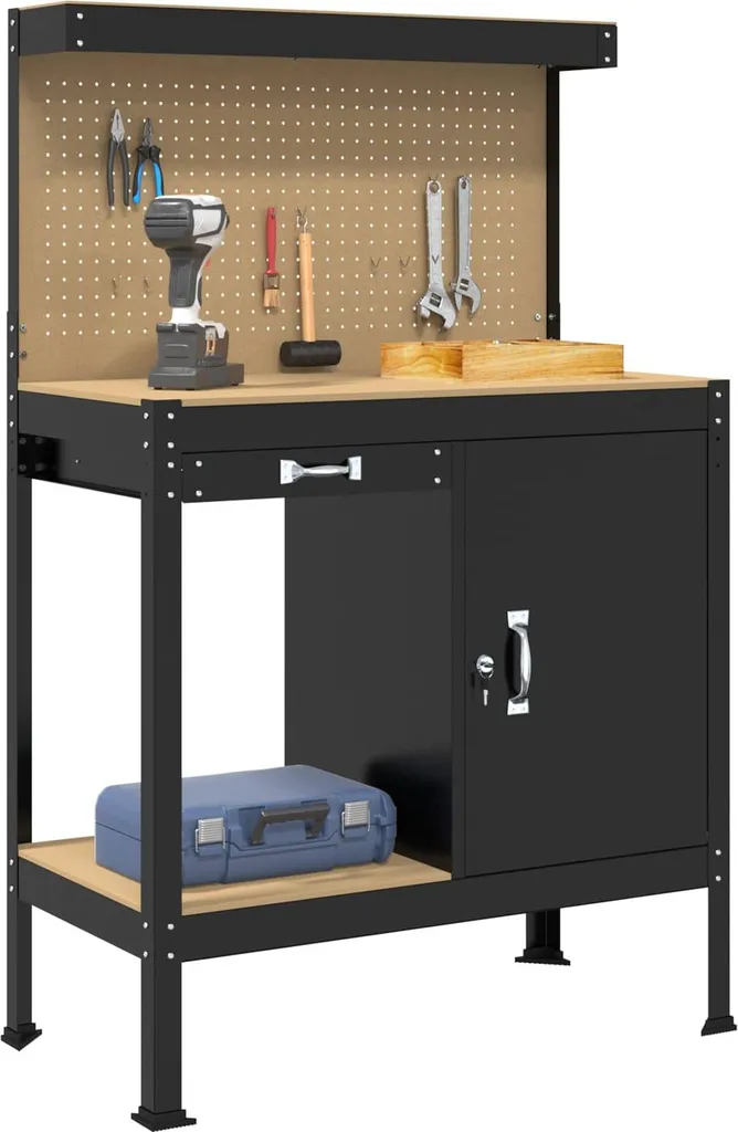 Établi atelier vidaXL noir : fini le désordre avec ce plan de travail 90cm