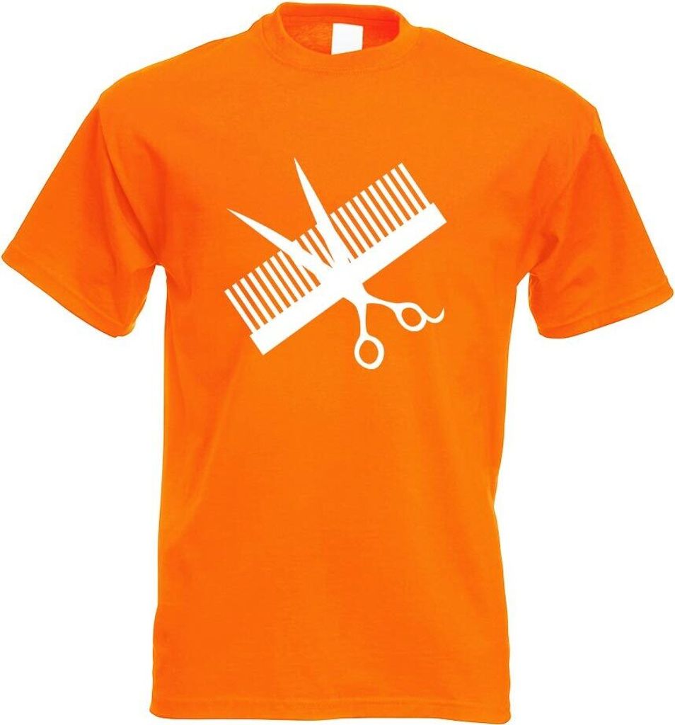 Kiwistar - T-Shirt - orange - Kamm & Schere Motiv Bedruckt Funshirt Design Print - mit Motiv Bedruckt - Funshirt Design - Sport - Freizeit - Herren...