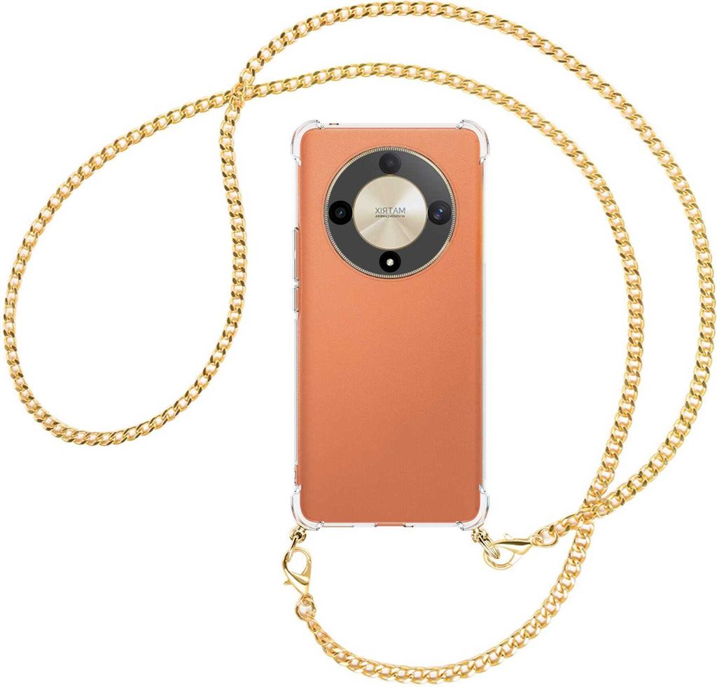 Handykette Backcover-Schutzhülle mit Band (Metall goldfarben) für Honor X9b (6.78'') - goldfarbene Kette