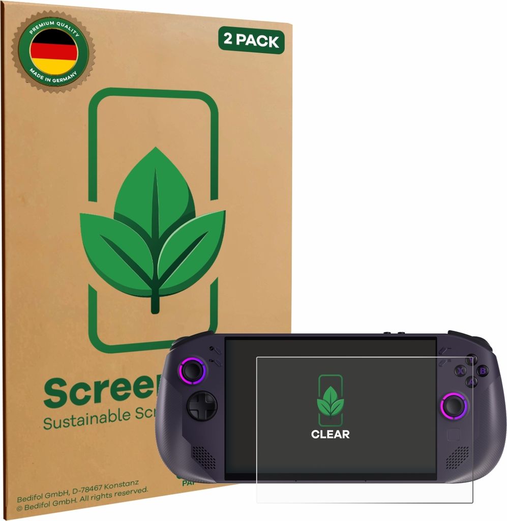 2x ScreenLeaf Schutzfolie für Lenovo Legion Go S nachhaltiger Displayschutz Display Schutz Folie Klar Transparent
