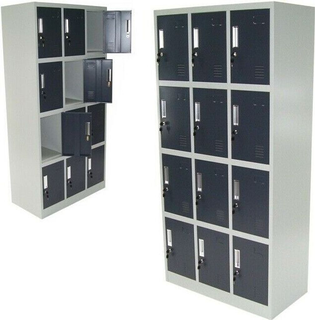 Spind 12-Fächer Zwölferspind Garderobenschrank Umkleidespind Metallschrank 57024
