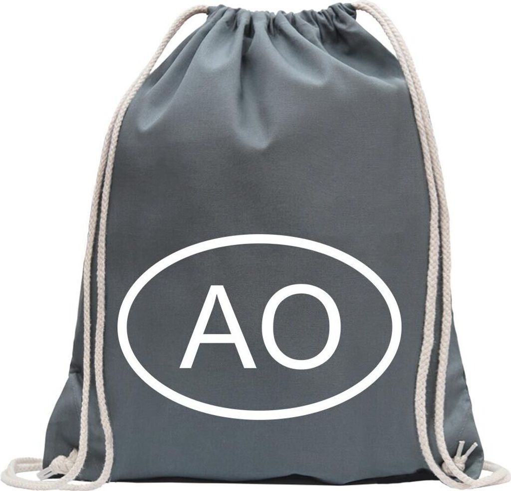 Kiwistar - Turnbeutel - stahlgrau - Angola AO - Fun Rucksack Sport Beutel Gymsack Baumwolle mit Ziehgurt