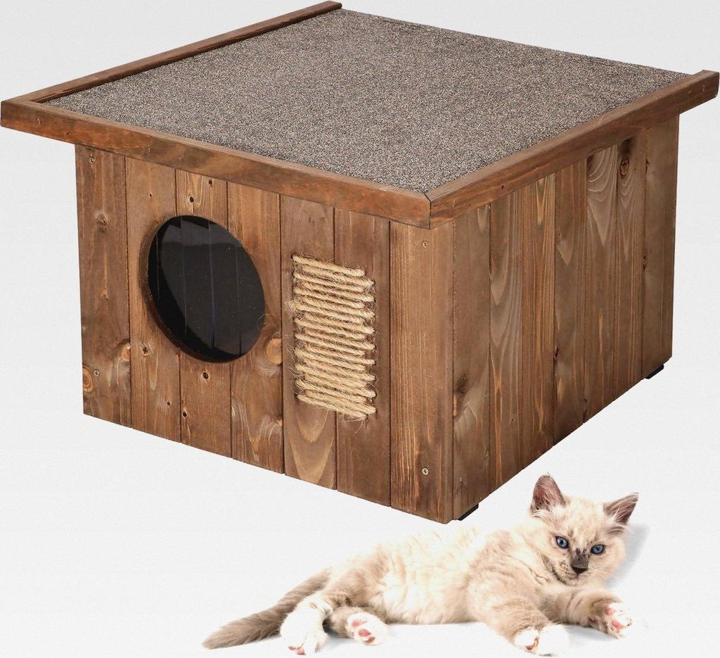Katzenhaus Outdoor Winterfest, Katzenhaus Isoliert, Clawsable, Holz Outdoor, Katzenhütte 49,5 x 58 x 36 cm