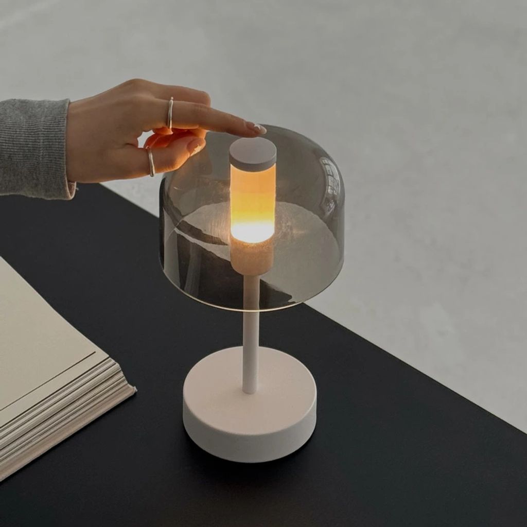 Kabellos Nachttischlampen,LED Tischlampe,Touch Dimmbare kuppelförmige Tischleuchte,3 Lichtfarben,Schreibtischlampe,Dekotischlampe,Campinglampe,Weiß