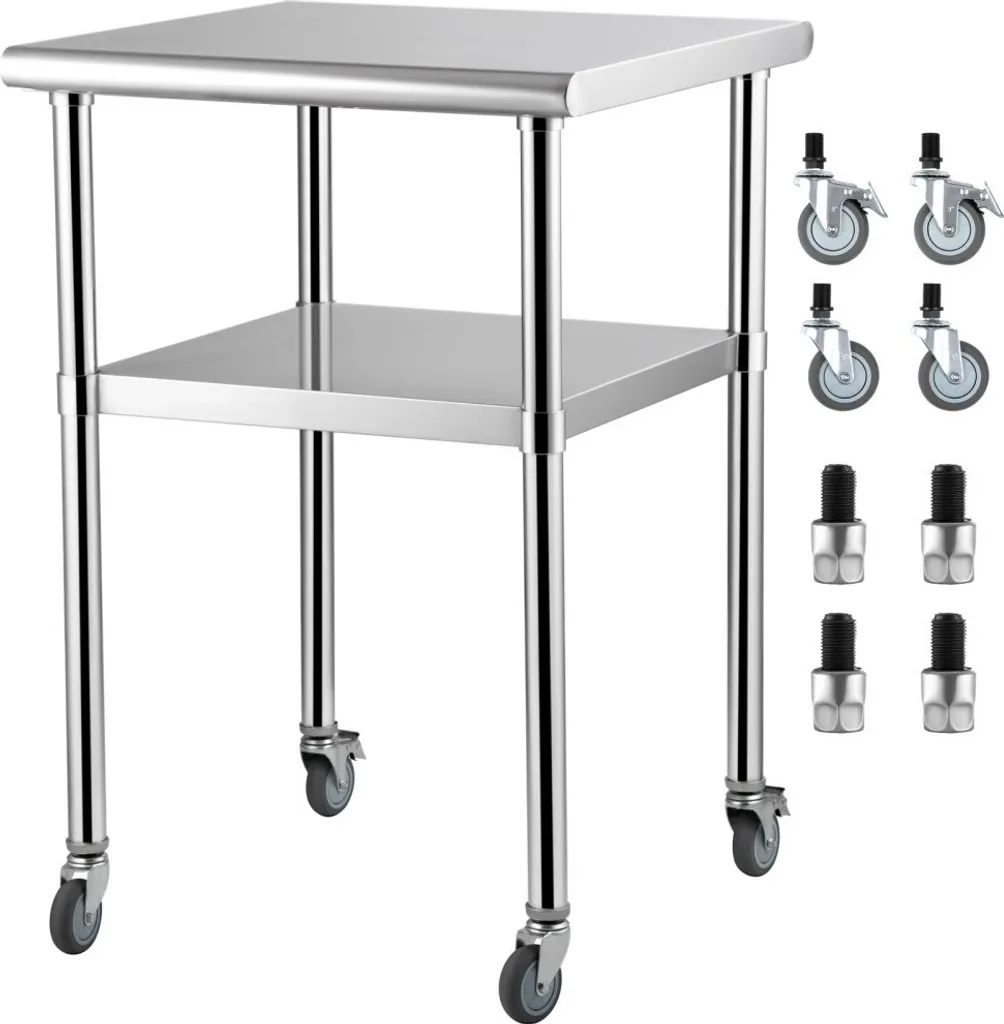 Table de cuisine inox robuste sur roulettes : finissez-en avec le manque d'espace