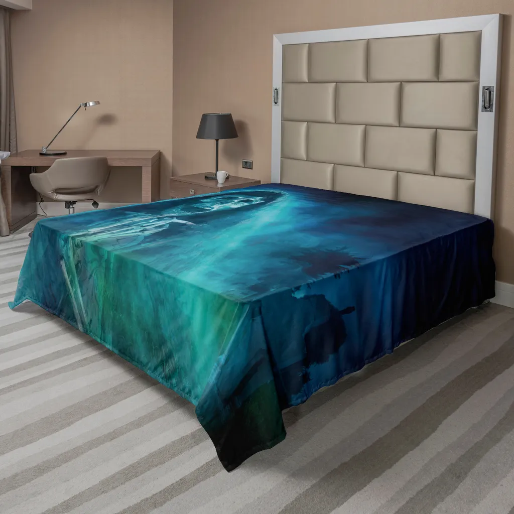 Lenzuolo ABAKUHAUS Halloween Teschio Blu | 275x260 Microfibra Top